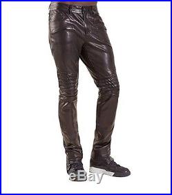 True Religion Biker Straight Leather Mens Pants in Black, Size W32/L34, $799