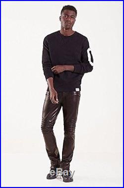 True Religion Biker Straight Leather Mens Pants in Black, Size W32/L34, $799