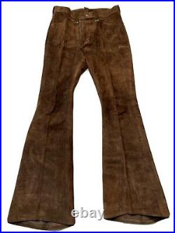 True Vtg 1960s 70s Rough Suede Leather Pants Mens 32x32 Hippy Biker Cowboy Talon