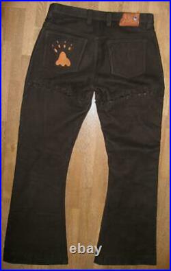 Unique Bootcut Leather Jeans/Nubuk- Leather Pants IN Black Approx. W32 / L32