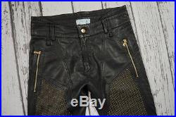 Used Versace H&m Mens Pants Trousers Biker Leather 100% Authentic Size S 46 32r