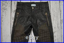 Used Versace H&m Mens Pants Trousers Biker Leather 100% Authentic Size S 46 32r