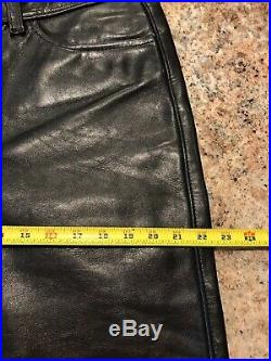 VANSON Mens Leather Pants. Great Condition Black Tapered Leg Zippered 36/37 W