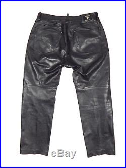 VERSACE Jeans Couture Leather Pants Trousers Mens W34 L30 Black Vintage Genuine