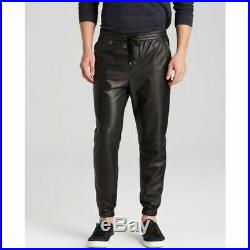 VINCE Men's Black Lamb Leather Jogger Pants Retail $895 NR