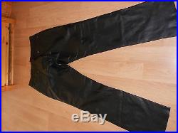 Vintage First Genuine Leather Black Men's Pants Size 42 X 36