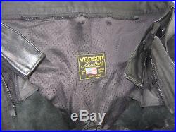 VINTAGE men's VANSON Leather Pants 2XL BELTED Black ADJUSTABLE 36-43 Waist XXL