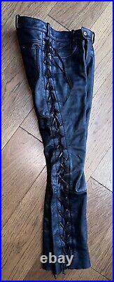 VTG 70s 80s EASY RIDERS Mens Leather Pants Lace Up Sides MOTORCYCLE Sz 30