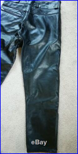 VTG AMF Men's HARLEY DAVIDSON Leather Riding Pants Size 34 Black EUC