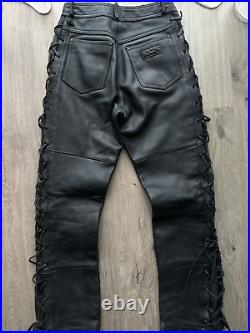 VTG Genuine Leather Cowboy Black Pants