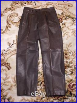 Valentino Men's Size 33 Brown Leather Pants-Vintage