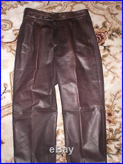 Valentino Men's Size 33 Brown Leather Pants-Vintage