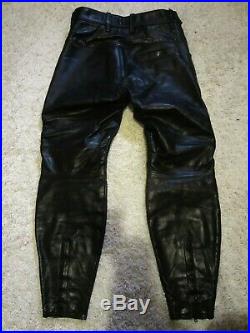 Vanson Black Leather Motorcycle Pants men's Medium