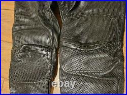 Vanson Black Leather Perforated/Ventilated Motorcycle Pants Size 38 Inseam 31