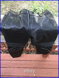 Vanson Heavy Leather Motorcycle Pants Mens Size 33 Used But Good Condition