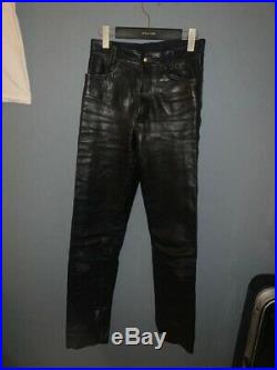 Vanson Leather Black Pants Men's S Tight For Motorcycles Bike Genuine 76cm