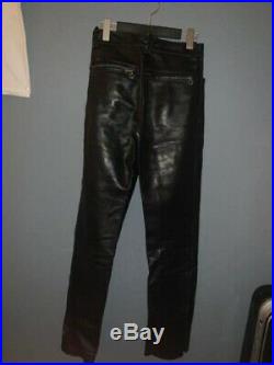 Vanson Leather Black Pants Men's S Tight For Motorcycles Bike Genuine 76cm