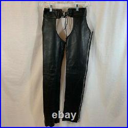 Vanson Leathers Motorcycle Chaps Pants Black Leather Mens 20 USA