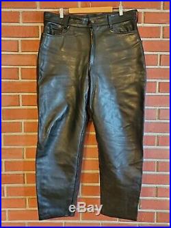 Vanson Lined Mens Leather Pants 38W (30 Inseam) Black EUC