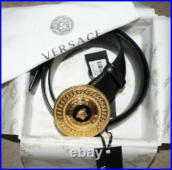 Versace Belt Authentic Leather Belt Pants SZ36/38 48 with GOLD Medusa Buckle