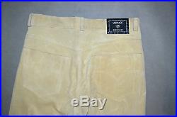 Versace Jeans Couture Suede Leather Beige Men's Pant Trouser Size 48 MADE IN IT