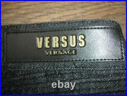 Versace Jeans Trousers Biker Pants Half Leather Gold Hardware size W34 X L33