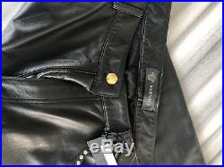 Versace Mens Leather Pants With Gold Studs Sz IT 56 US 40