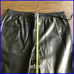 Vince Men's Black Lamb Leather Jogger Pants, Size XL