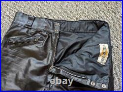 Vintage 1960s black HARLEY DAVDISON leather pants 36x34 motorcycle