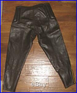 Vintage 1975 New Leather Motorcycle Pants Brown withYellow Stripes Size ...