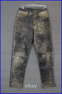 Vintage 2BU San Francisco Biker Distressed Leather Pant Size 30 x 34