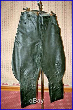 Vintage 40's men's black leather motorcycle riding jodhpurs/pants