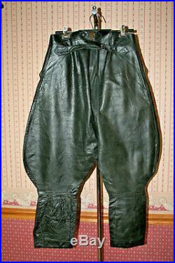 Vintage 40's men's black leather motorcycle riding jodhpurs/pants