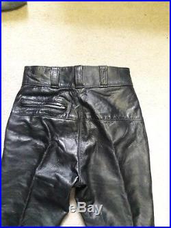Vintage 60's Mens Harley Davidson Quality Workmanship Biker Leather Pants 32