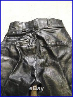 Vintage 60's Mens Harley Davidson Quality Workmanship Biker Leather Pants 32