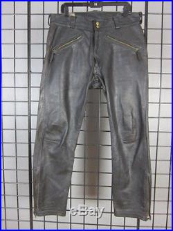 Vintage 60s 70s Langlitz Black Leather Motorcycle Biker Pants Mens size 35 x 30