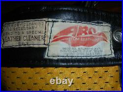 Vintage 70's Leather Motorcycle Racing Pants Abc Custom Leathers Single Stitch