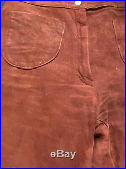 Vintage 70s burning man rust leather suede boho hippy rock chic flared jeans