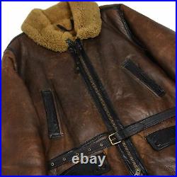 Vintage 80s Cirrus Extra Long Sheepskin Leather Flying Jacket Made In England XL