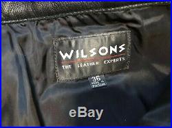 Vintage 80s LEATHER WILSONS MENS MOTORCYCLE PANTS 36 LONG BLACK Nice