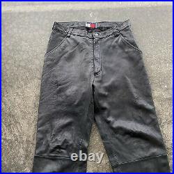 Vintage 90s Tommy Hilfiger Leather Pants Mens Size 31x32 Solid Black