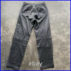 Vintage 90s Tommy Hilfiger Leather Pants Mens Size 31x32 Solid Black