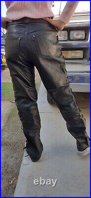 Vintage Ashy Cowhide Men Bikers Leather Pants