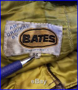 Vintage BATES of California Men's Leather Motorcycle Pants Size 36 Dark Brown