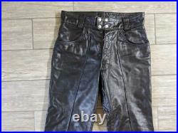 Vintage BROOKS usa made LEATHER pants 32x34 motorcycle black