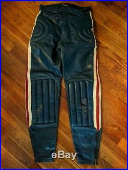 Vintage Bates Racing Leather Motorcycle Motocross Pants Men's 28-30