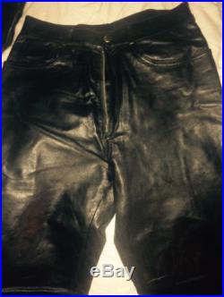 Vintage Black LEATHER Authentic Men's BIKER 28 Pants- Unique