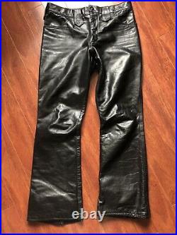 Vintage British Cycle Leathers Motorcycle Pants Size 34 Black Excellent
