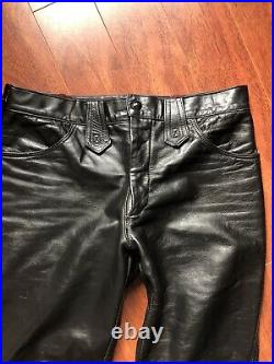 Vintage British Cycle Leathers Motorcycle Pants Size 34 Black Excellent