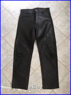 Vintage Buco black leather Motorcycle pants Mens 32 Made in Detroit near mint